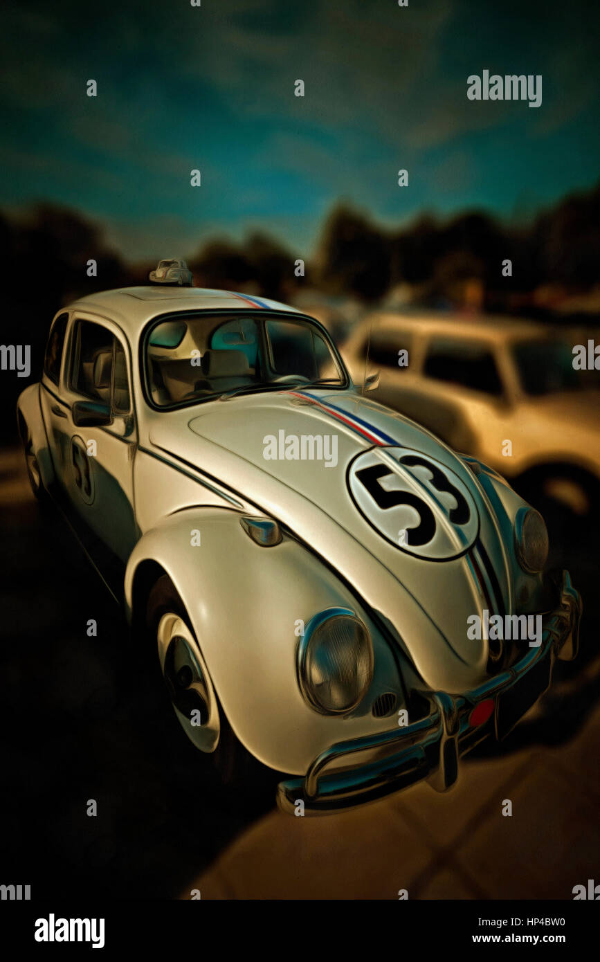 1963 Volkswagen Herbie con auto giocattolo sul tetto Foto Stock