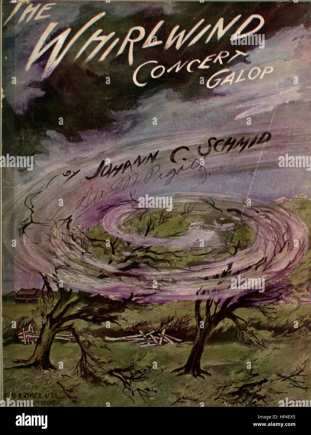 Foglio di musica immagine copertina della canzone 'vortice Concerto Galop', con paternitã originale lettura delle note "da Johann C' Schmid, Stati Uniti, 1911. L'editore è elencato come 'Jerome H. Remick e Co.', la forma della composizione è 'sectional', la strumentazione è 'piano', la prima riga indica 'Nessuno', e l'illustrazione artista è elencato come 'tarmer'. Foto Stock