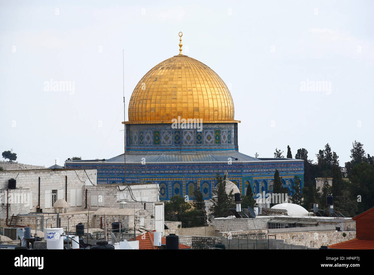 Santuario islamico Cupola della roccia a tempel mount, la città vecchia di Gerusalemme, Israele Foto Stock