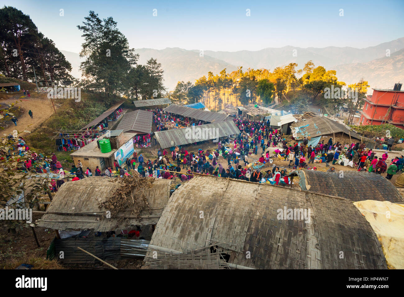 Vista su Tokma Dadha Bazaar, Taplejung, Nepal Foto Stock