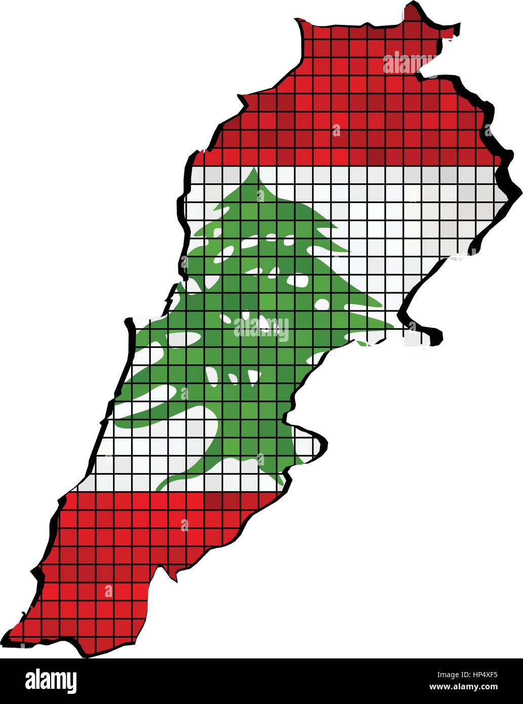 Mappa di Libano con bandiera interno - Illustrazione, libanese mappa mosaico grunge, la bandiera nazionale & Mappa di Libano, Abstract grunge vettore di mosaico Illustrazione Vettoriale