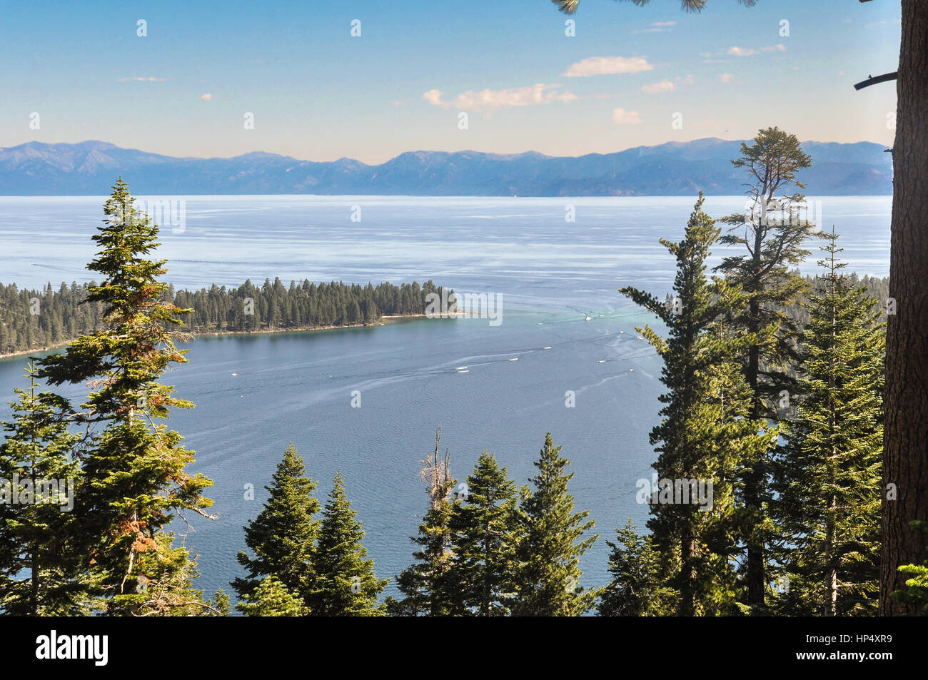 Veduta del Lago di Tahoe dal di sopra, California Foto Stock