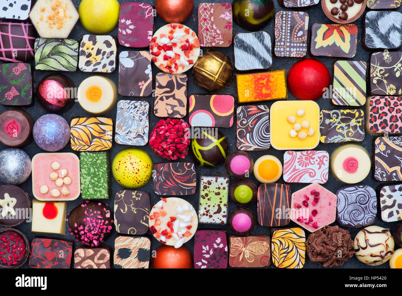 Fatte a mano artisian lusso specialty cioccolatini pattern Foto Stock