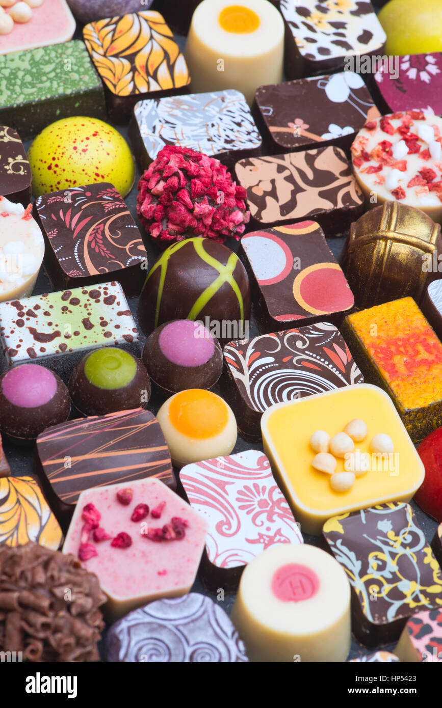 Fatte a mano artisian lusso specialty cioccolatini pattern Foto Stock