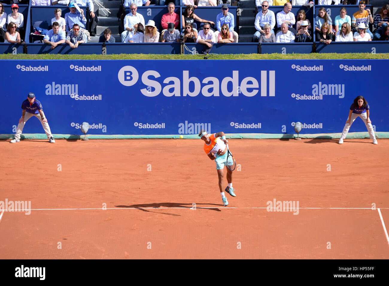 Barcellona - 22 APR: Rafa Nadal (spagnolo giocatore di tennis) svolge in ATP Barcelona Open Banc Sabadell Conde de Godo torneo su Aprile 22, 2015 in bar Foto Stock