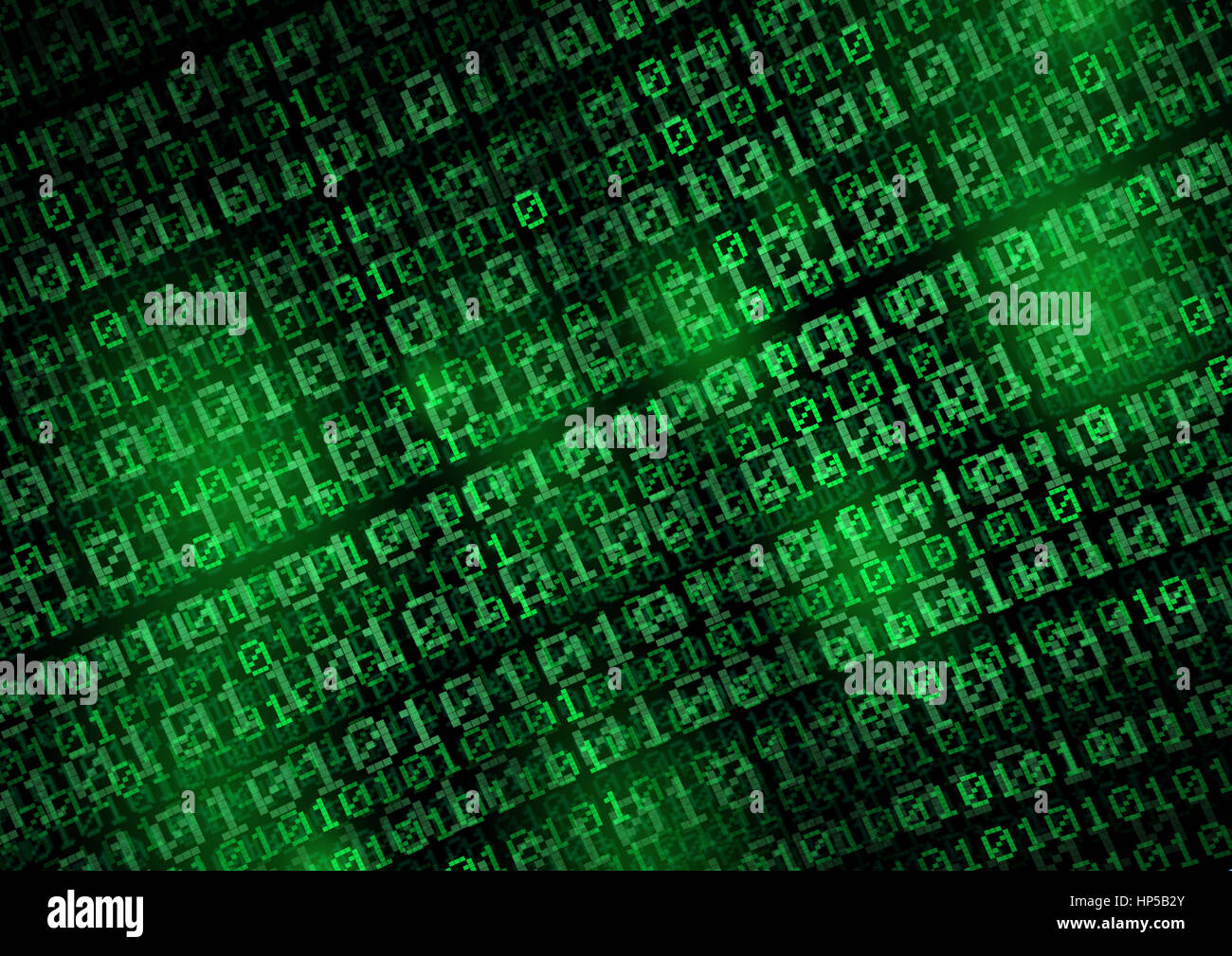 Codice binario - verde sullo schermo digitale Foto Stock