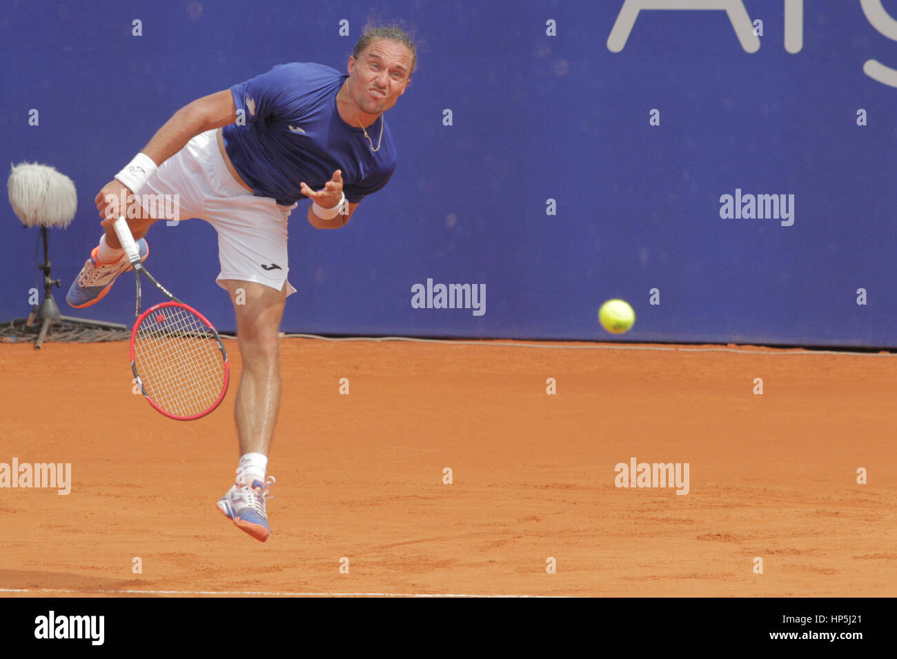 Buenos Aires, Argentina. 18 Febbraio, 2017. Alexandr Dolgopolov dall'Ucraina durante la semifinale partita di Buenos Aires ATP 250. Credito: Néstor J. Beremblum/Alamy Live News Foto Stock