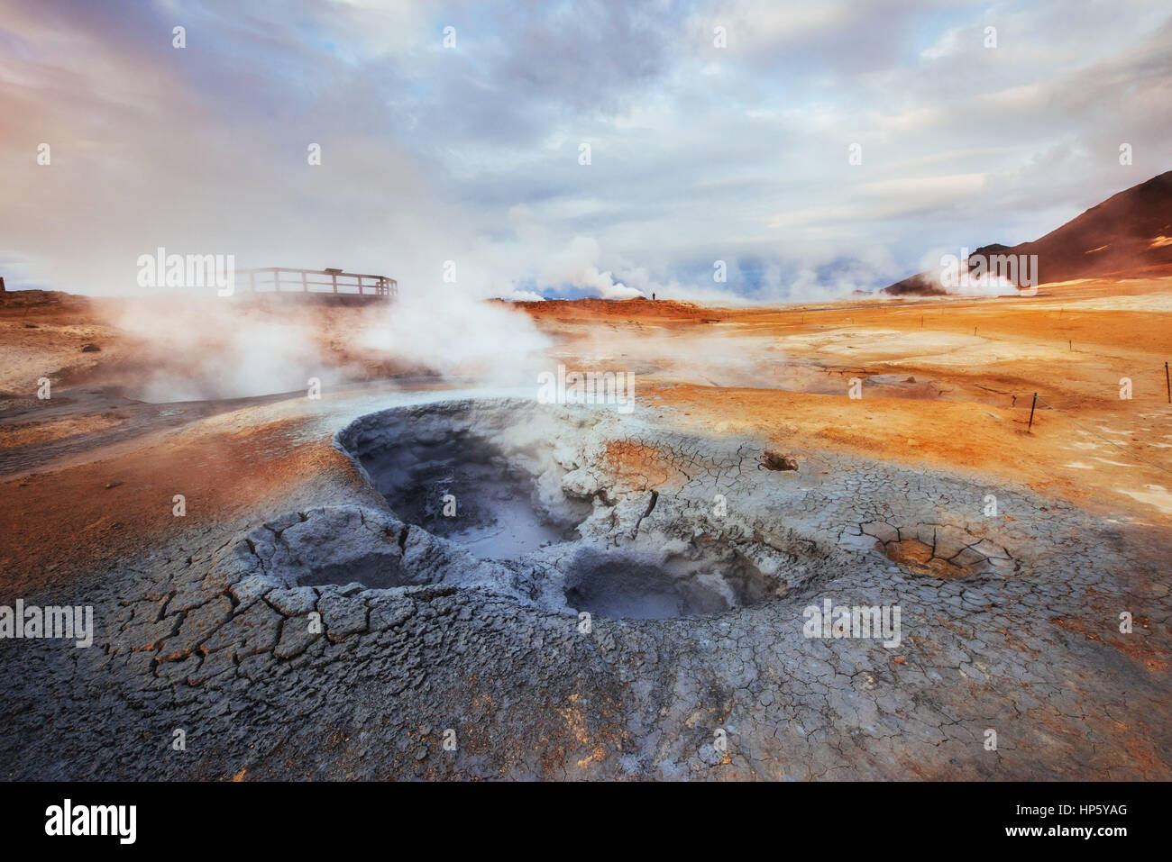 Area geotermale Hverir. Ubicazione Posto Lago Myvatn Foto Stock