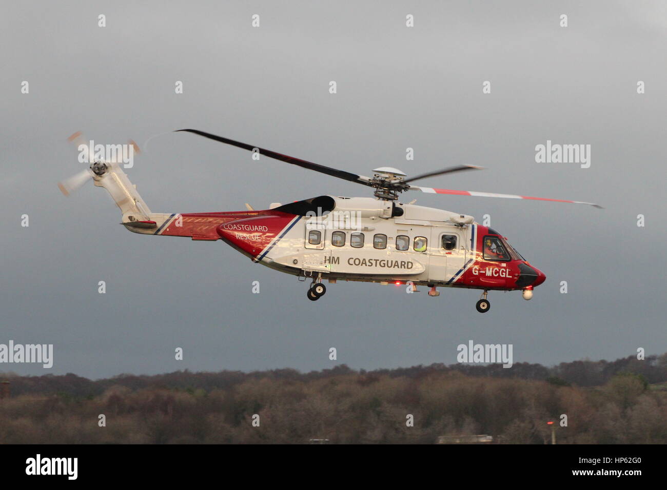 G-MCGL, un Sikorsky S-92A azionata da Bristow elicotteri per HM Guardia costiera, a Prestwick International Airport in Ayrshire. Foto Stock