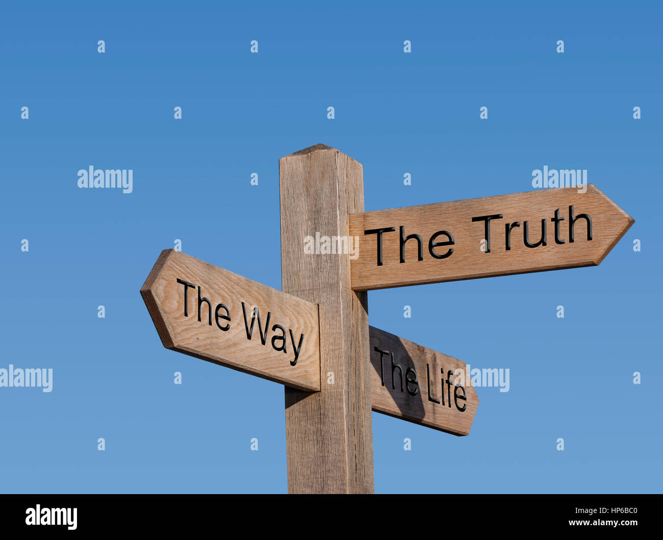 La via e la verità e la vita. Nessuno viene al Padre se non per mezzo di me.segno posto, segno, post, modo, percorso, concetto Foto Stock