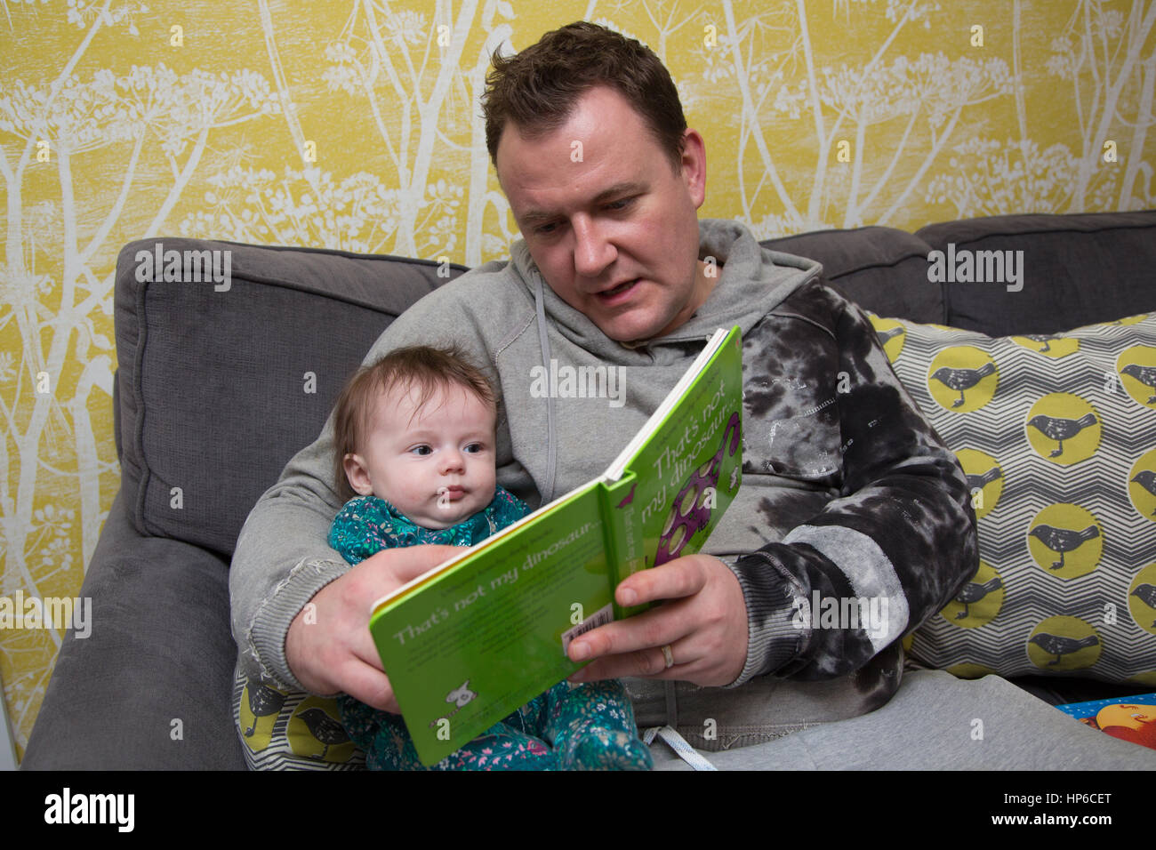 Papà la lettura per baby Foto Stock
