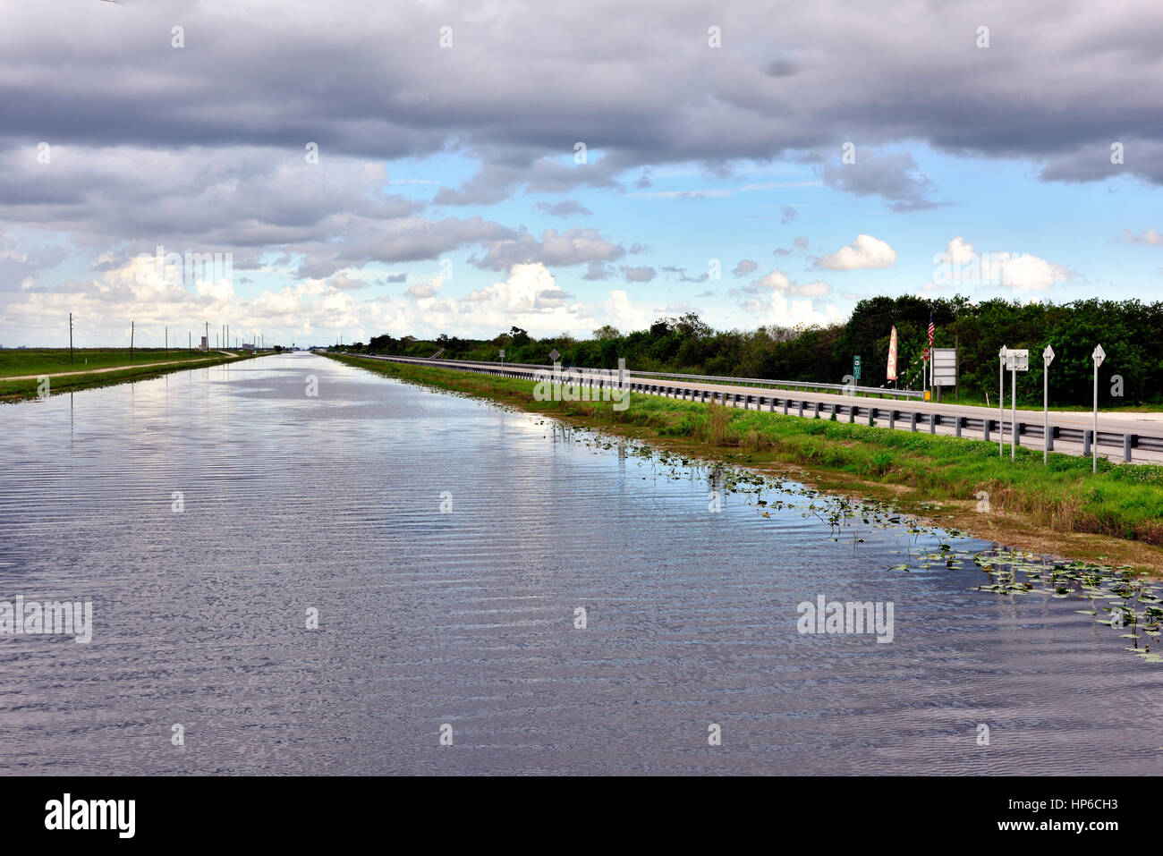 Florida canal lungo SW 8st, strada statale 41, Everglades Wildlife Management Area Foto Stock