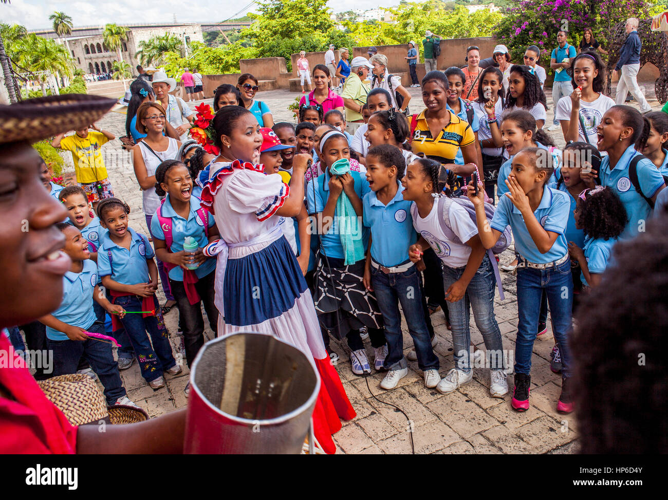 Il gruppo di musica tradizionale, città vecchia, Santo Domingo, Repubblica Dominicana Foto Stock