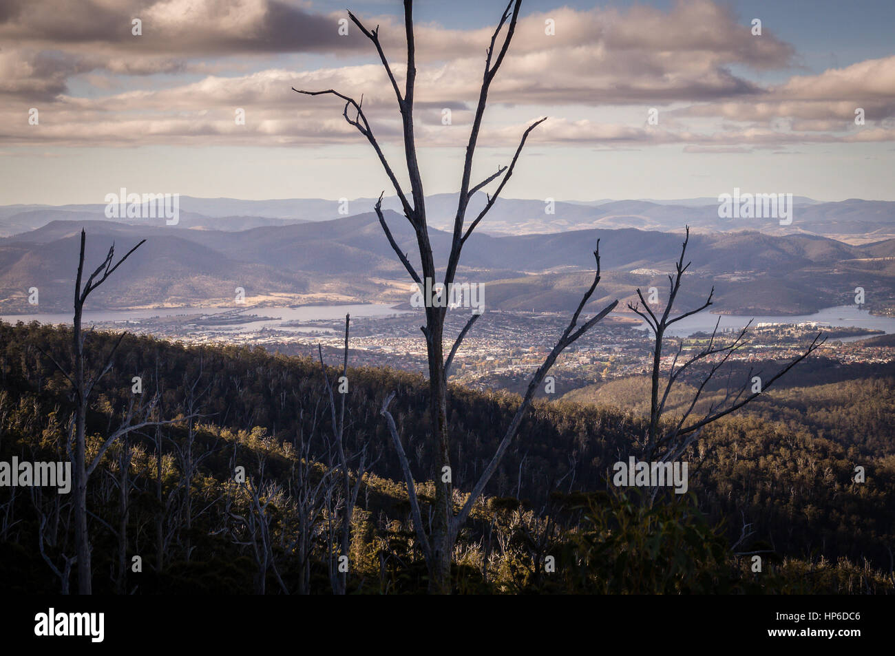 Vista dal Monte Wellington affacciato Hobart, Tasmania, Australia Foto Stock
