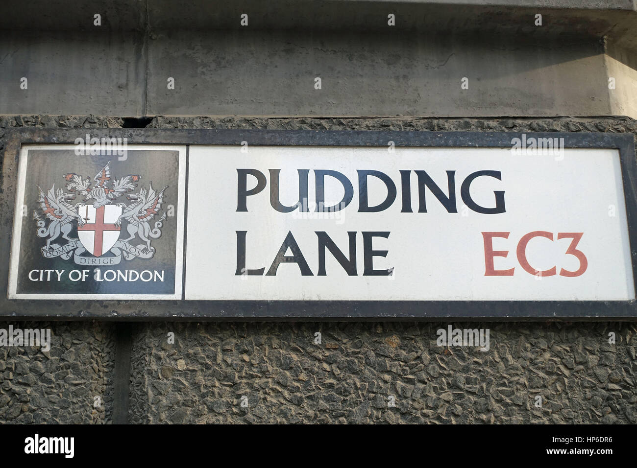Pudding Lane Street sign in London EC3 Foto Stock