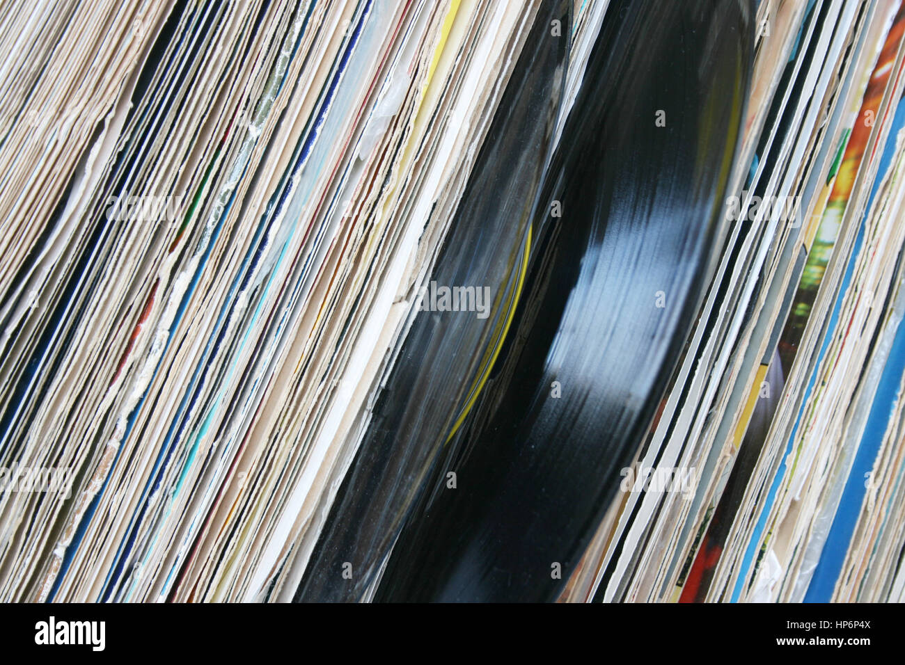 Vinil musica registrazioni audio con manicotti colorati Foto Stock