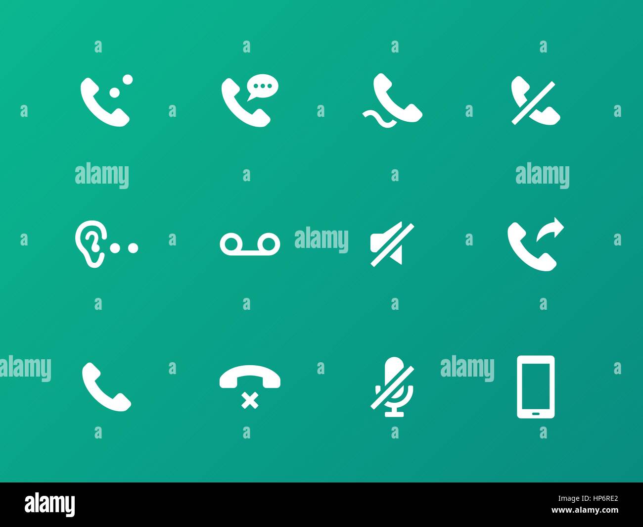 Icone di chiamata su sfondo verde. Illustrazione Vettoriale