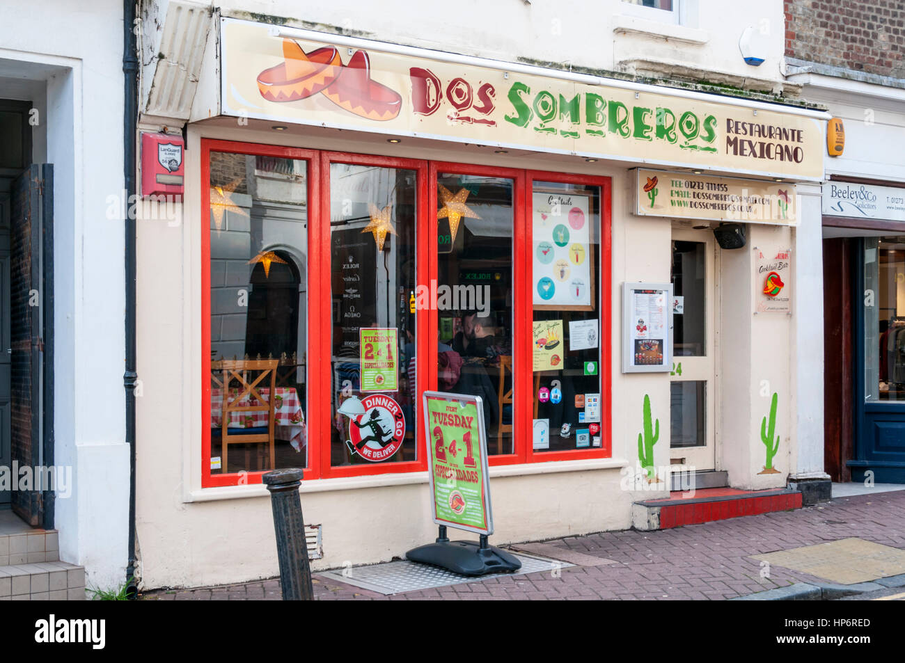 Dos Sombreros ristorante messicano in Brighton Foto Stock