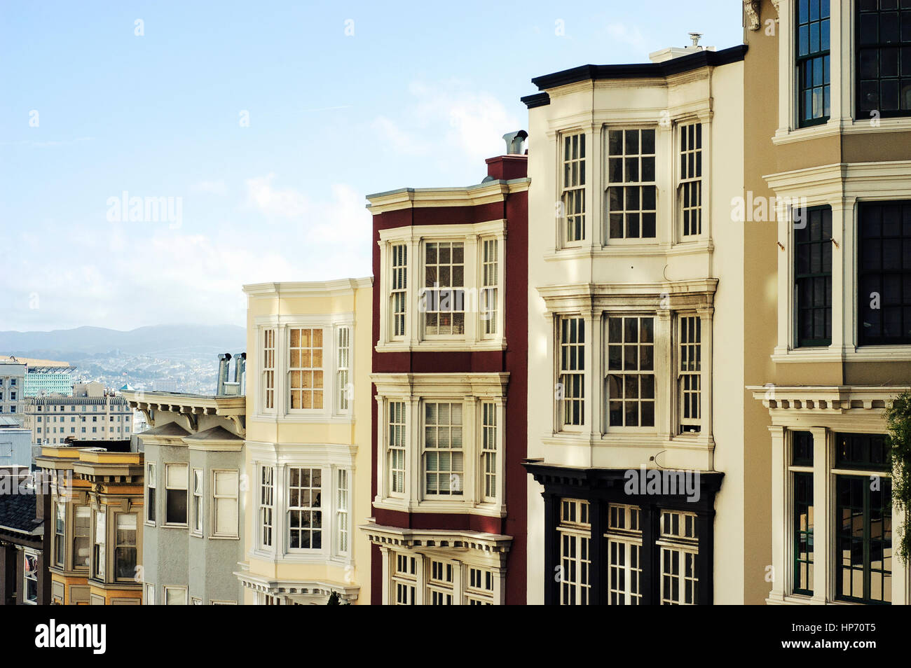 Centro storico di San Francisco case nei pressi di Nob Hill. Foto Stock