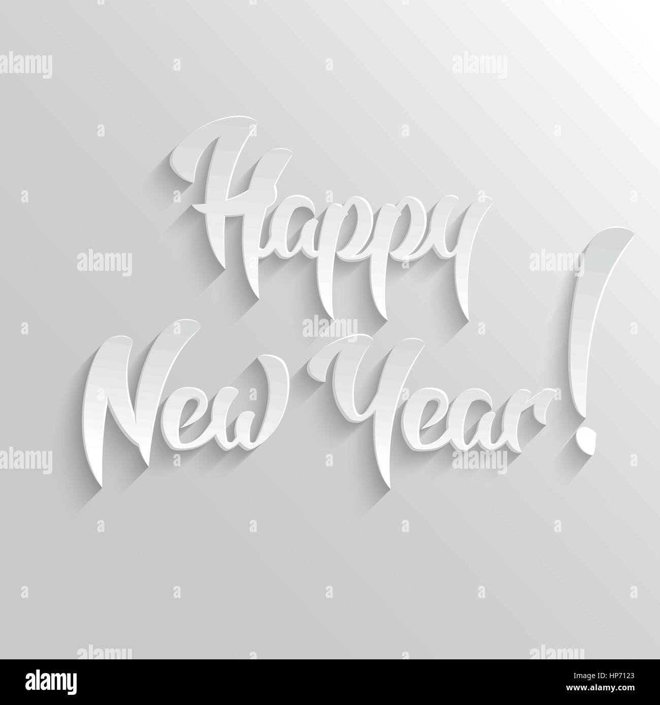 Felice Anno Nuovo 3d testo calligrafico con ombre, vettore Greeting Card Modello di disegno. Facile incolla per qualsiasi sfondo Illustrazione Vettoriale