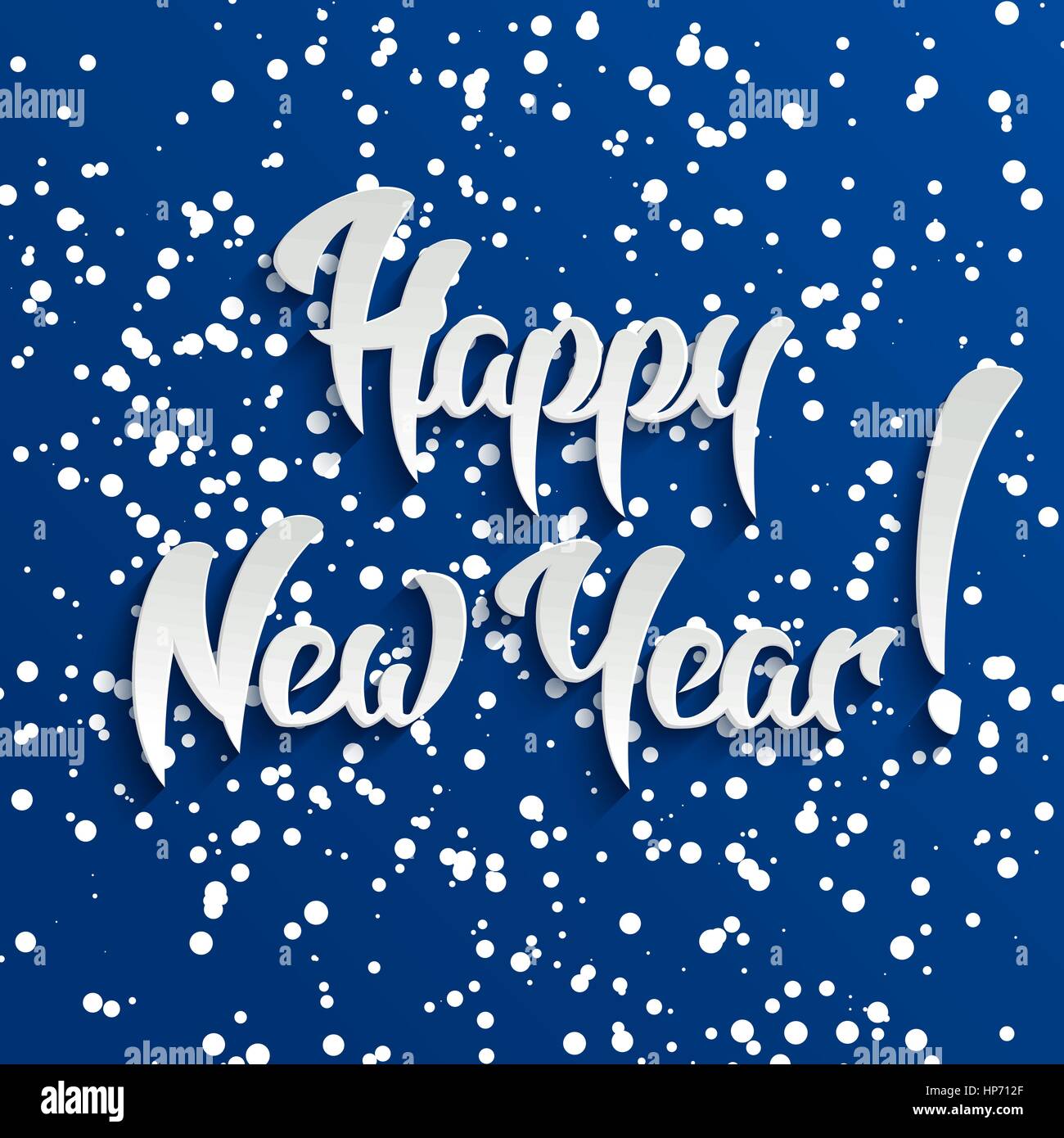 Felice Anno Nuovo 3d il testo bianco con ombra su sfondo blu, vettore Greeting Card Design Illustrazione Vettoriale