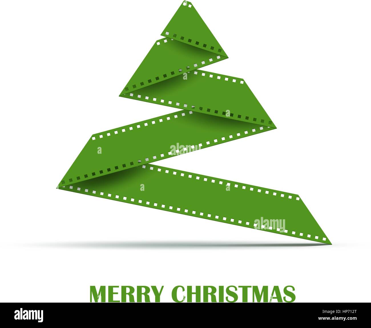 Abstract Stylizes albero di Natale fatto dalla striscia di pellicola . Modello di progettazione di sfondo per il biglietto di auguri Illustrazione Vettoriale
