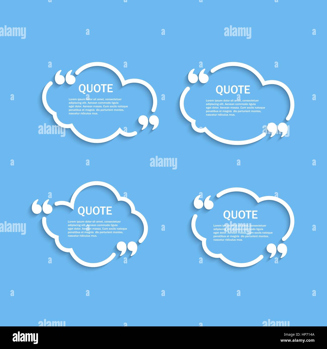 Citazione delineare le nubi con virgole set, template vettoriale Illustrazione Vettoriale