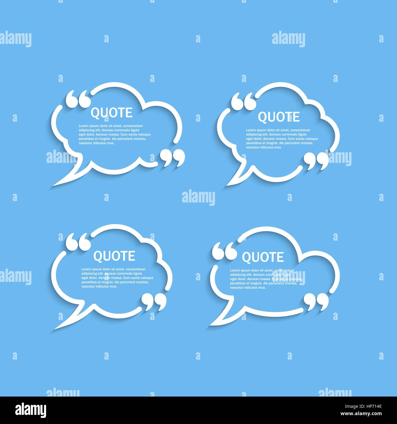 Profilo preventivo cloud fumetti con virgole set, template vettoriale Illustrazione Vettoriale