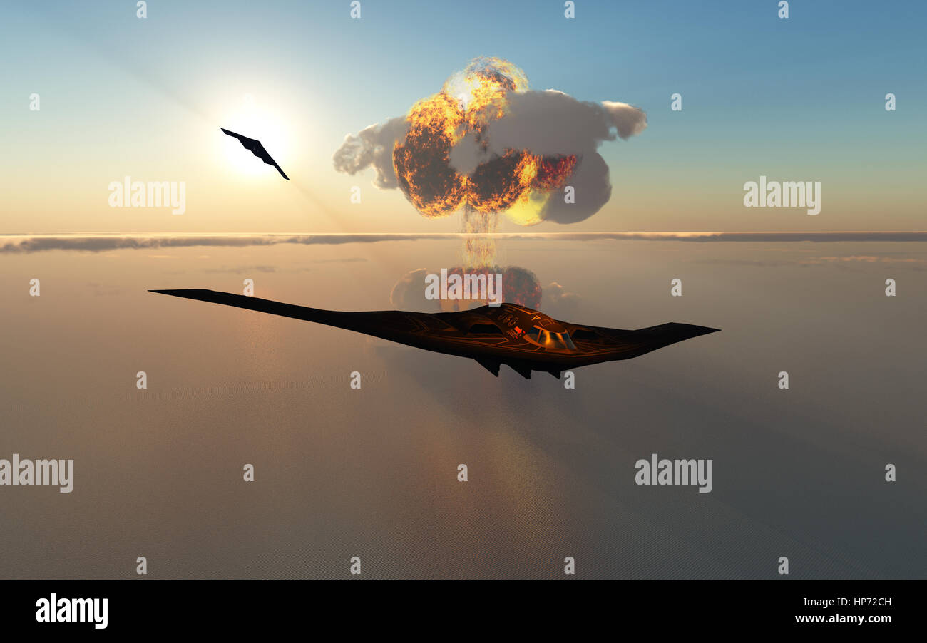 Northrop Grumman B-2 Spirito bombardieri stealth in azione Foto Stock