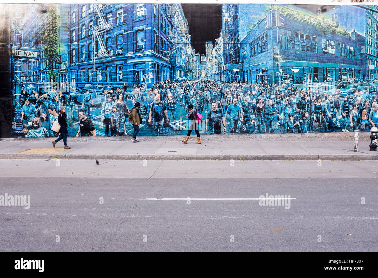 Logan Hick's 'Storia della mia vita' Bowery murale a angolo di East Houston Street e Bowery, Manhattan, New York, Stati Uniti d'America Foto Stock