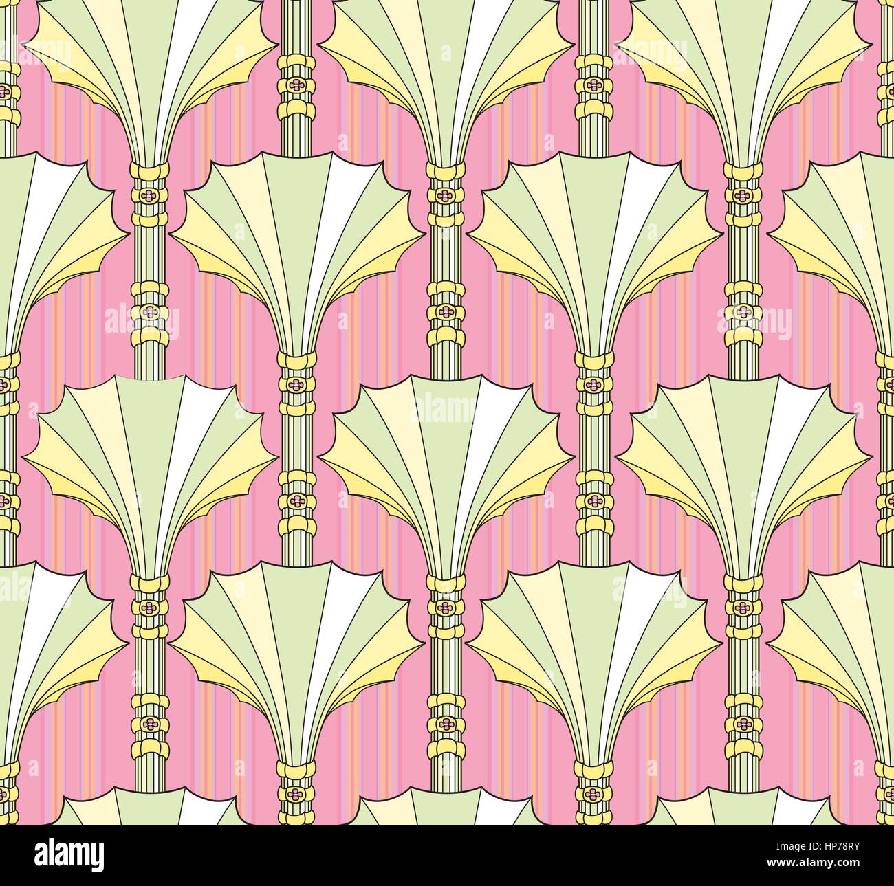 Abstract floral ventilatore colonna forma ornamento. linar geometrica seamless pattern. Illustrazione Vettoriale