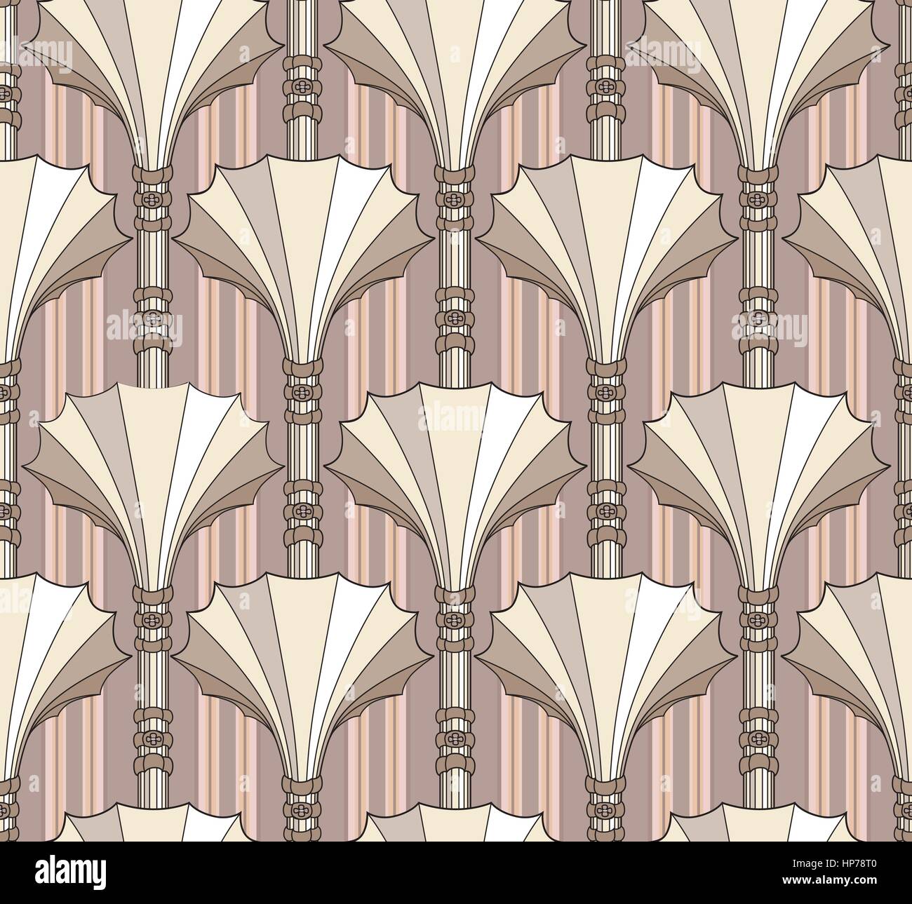 Abstract floral ventilatore colonna forma ornamento. linar geometrica seamless pattern. Illustrazione Vettoriale