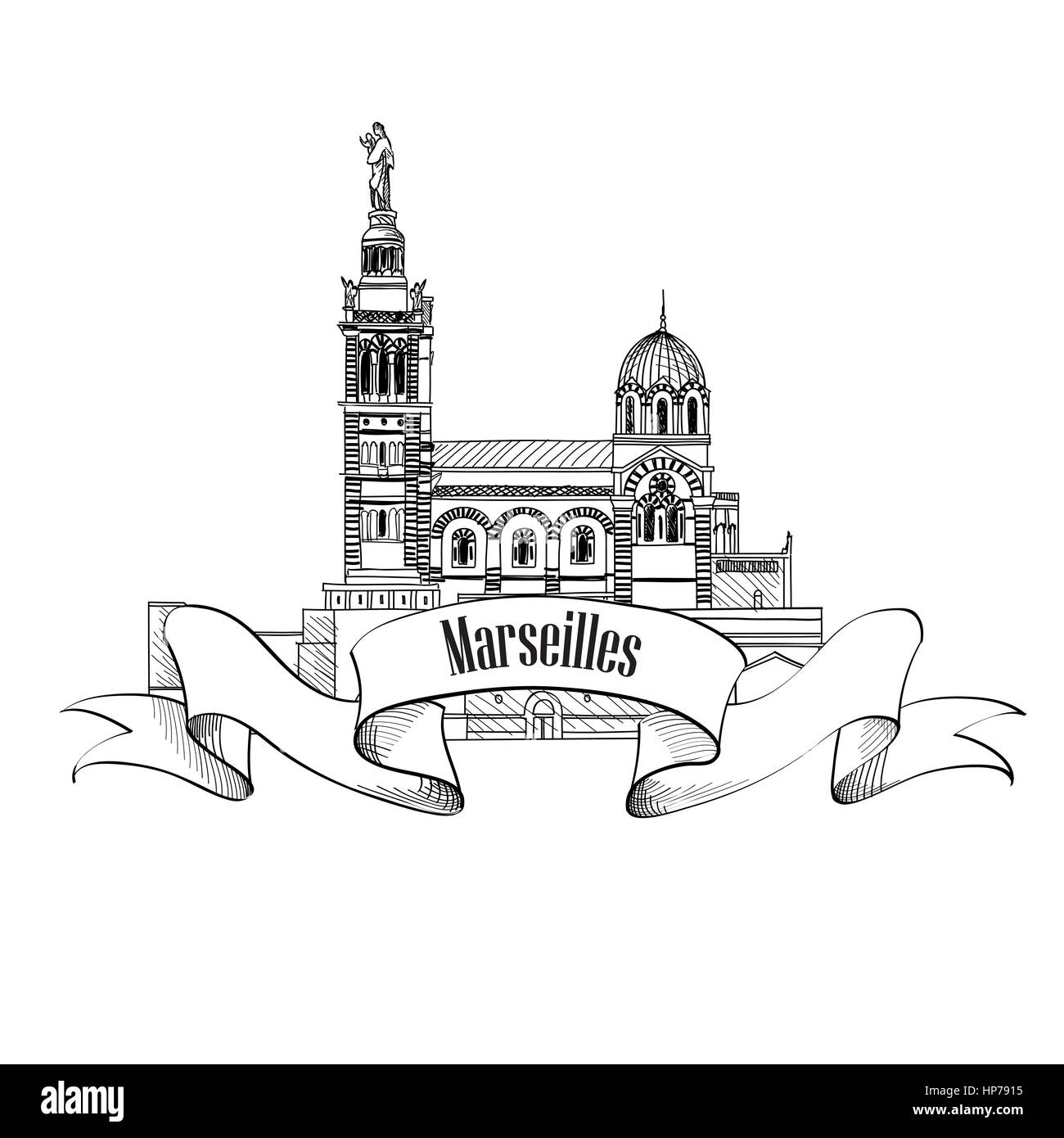 Marsiglia francese architettonico. st John chiesa. famoso edificio della città. viaggiare in Francia segno Illustrazione Vettoriale