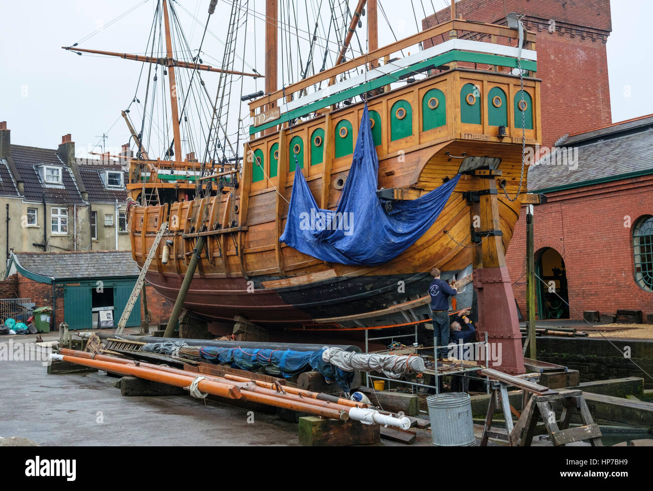 Matteo nel bacino di carenaggio presso il cantiere Enderfall Bristol Foto Stock