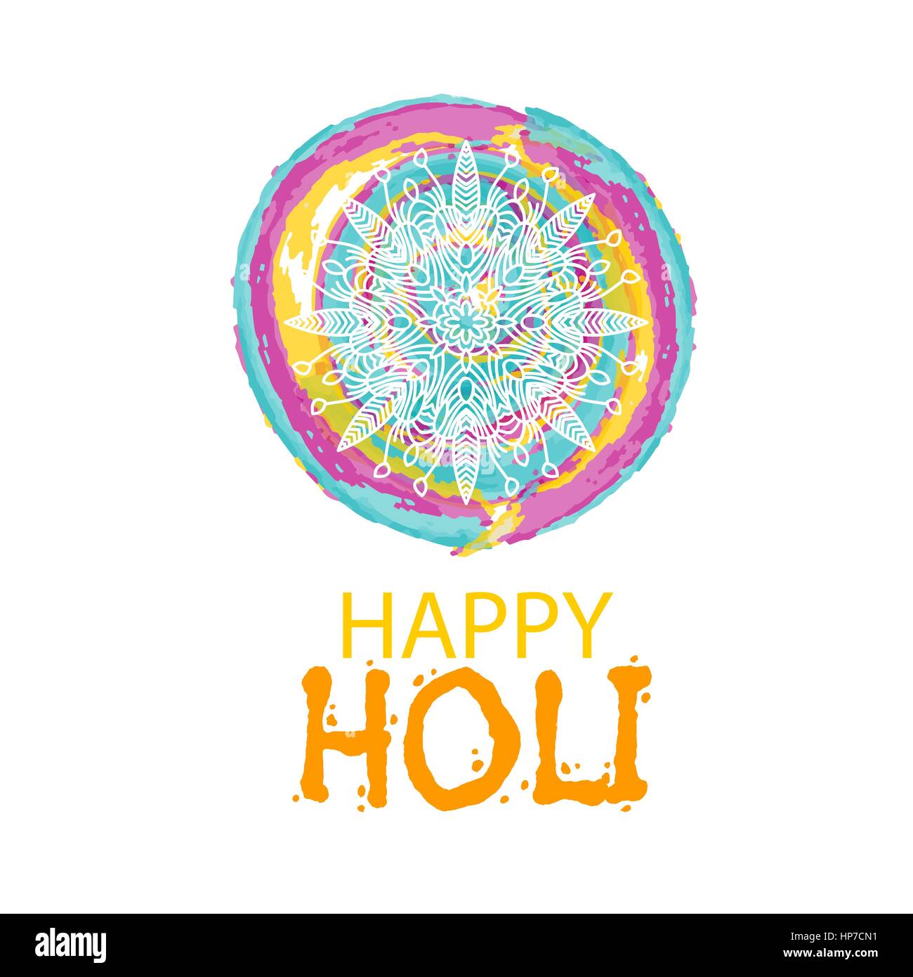 Festival indiano di vernice colorata Happy Holi. Bellissimo arcobaleno colorato caduta acquerello splash. Vettore illustrazione astratta sfondo. Illustrazione Vettoriale