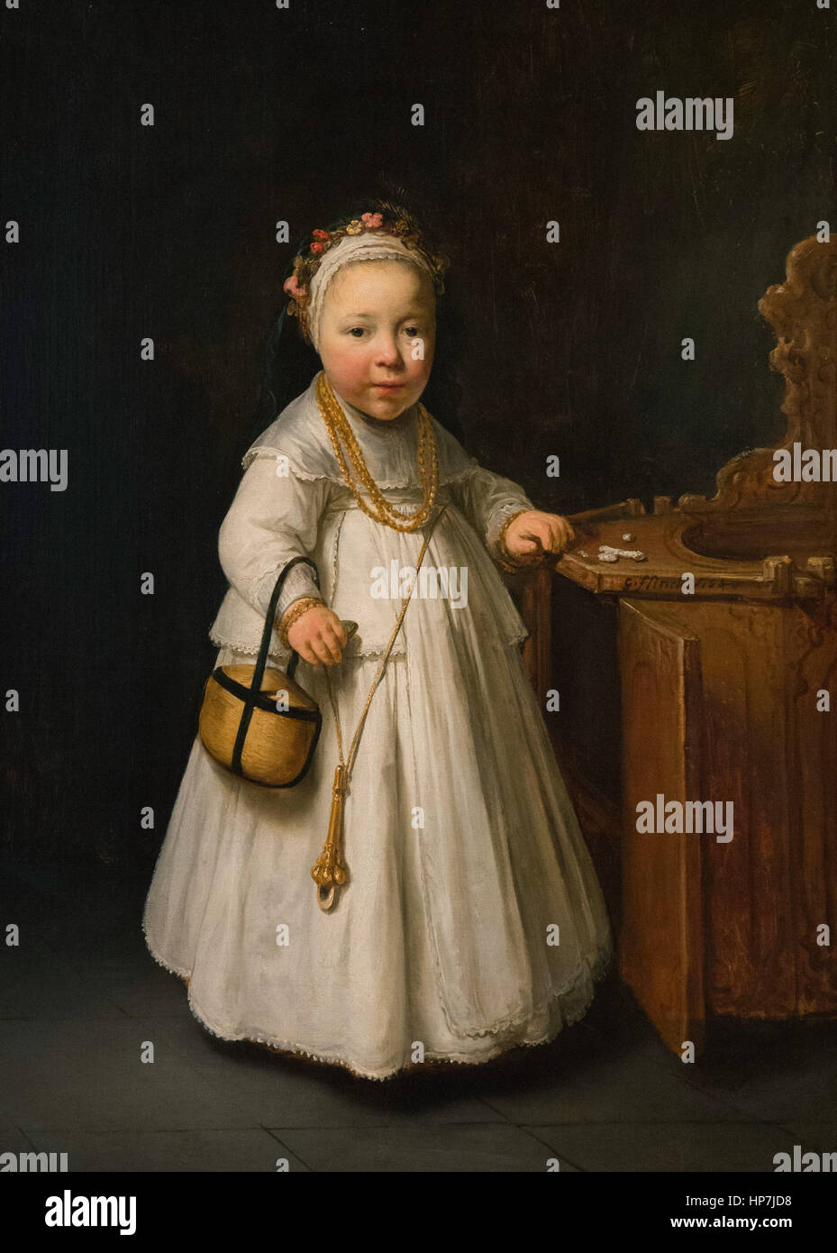 Govert Flinck 1615-1660 Meisje bij een kinderstoel, 1640 ragazza da una sedia alta, 1640 - museo Mauritshuis L Aia Foto Stock