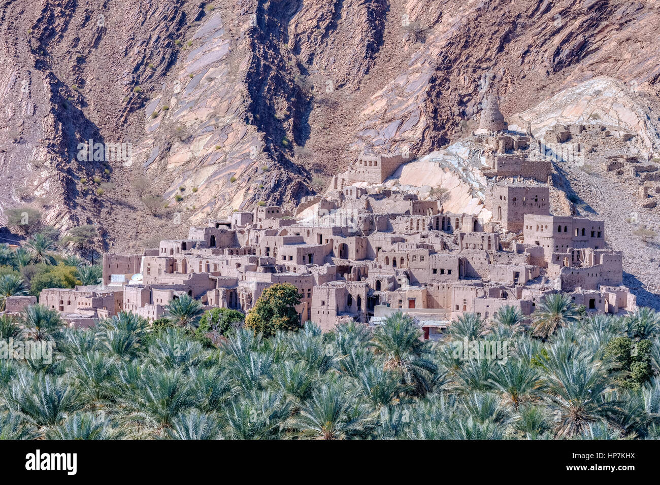 Abbandonato antico borgo vicino a Nizwa, Oman, Medio Oriente e Asia Foto Stock