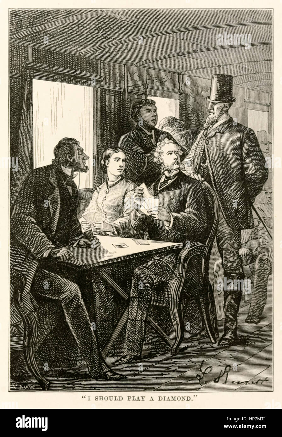 "Io dovrebbe svolgere un diamante." Da "il giro del mondo in ottanta giorni " di Jules Verne (1828-1905), pubblicato nel 1873 Illustrazione di Léon Benet (1839-1917) e incisione di Adolphe François Pannemaker (1822-1900). Foto Stock