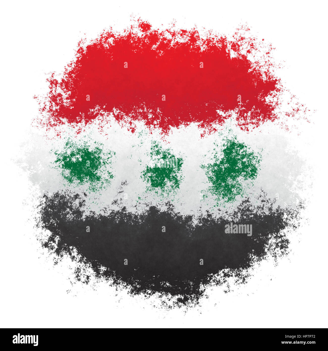 Spray di colore stilizzata bandiera dell'Iraq su sfondo bianco Foto Stock
