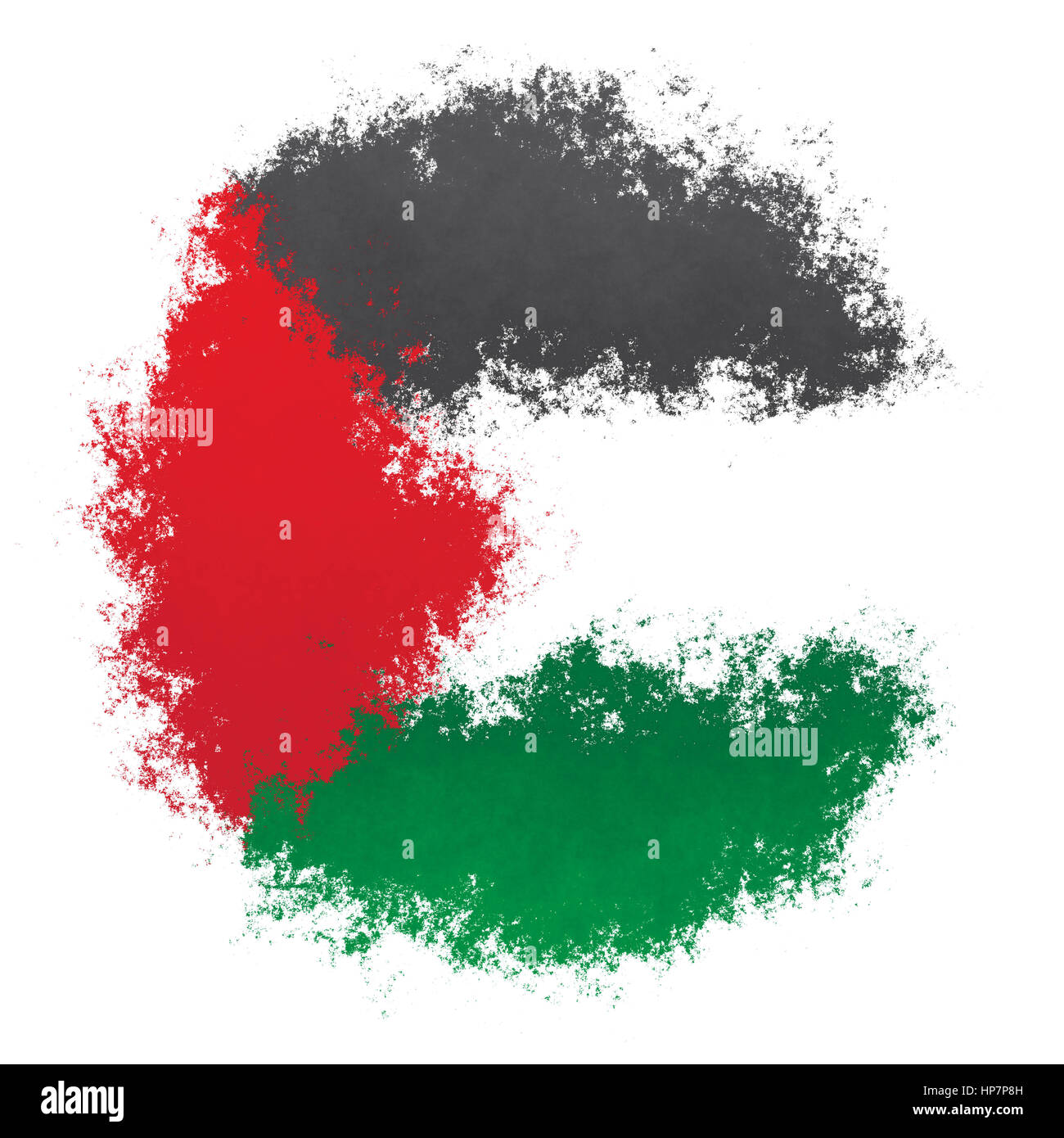 Spray di colore stilizzata bandiera della Palestina su sfondo bianco Foto Stock