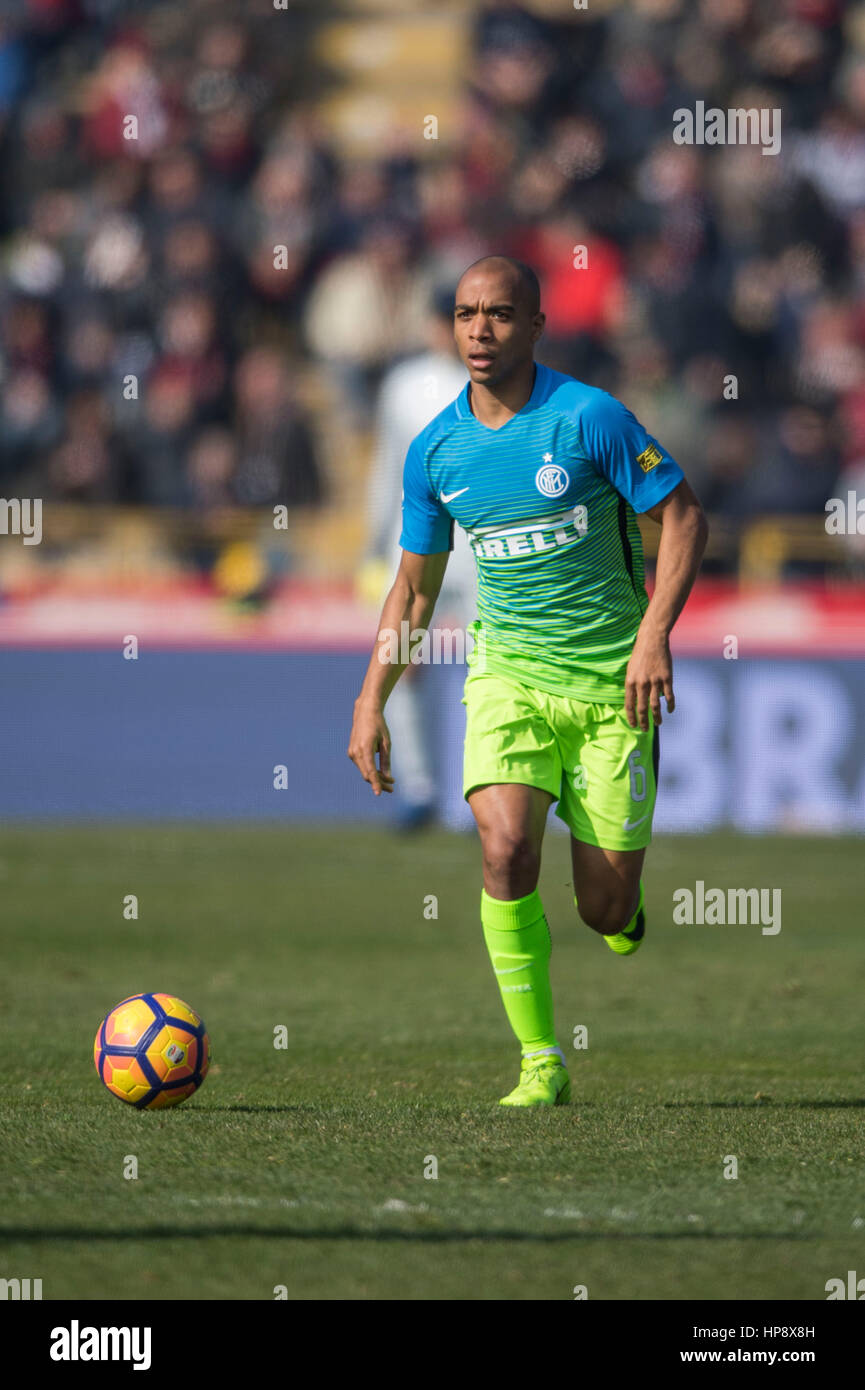 Bologna, Italia. 19 Feb, 2017. Joao Miranda (Inter) Calcio/Calcetto : Italiano 'Serie A' match tra Bologna FC 0-1 Inter Milan a Stadio Renato Dall'Ara di Bologna, in Italia . Credito: Maurizio Borsari/AFLO/Alamy Live News Foto Stock