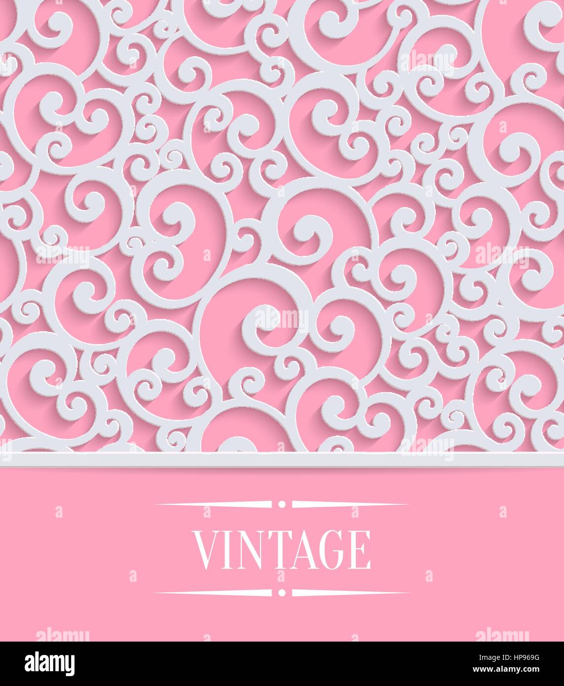 3d floreali per matrimoni rosa o Valentines Card con Curl Pattern. Vettore di Design di turbolenza Illustrazione Vettoriale