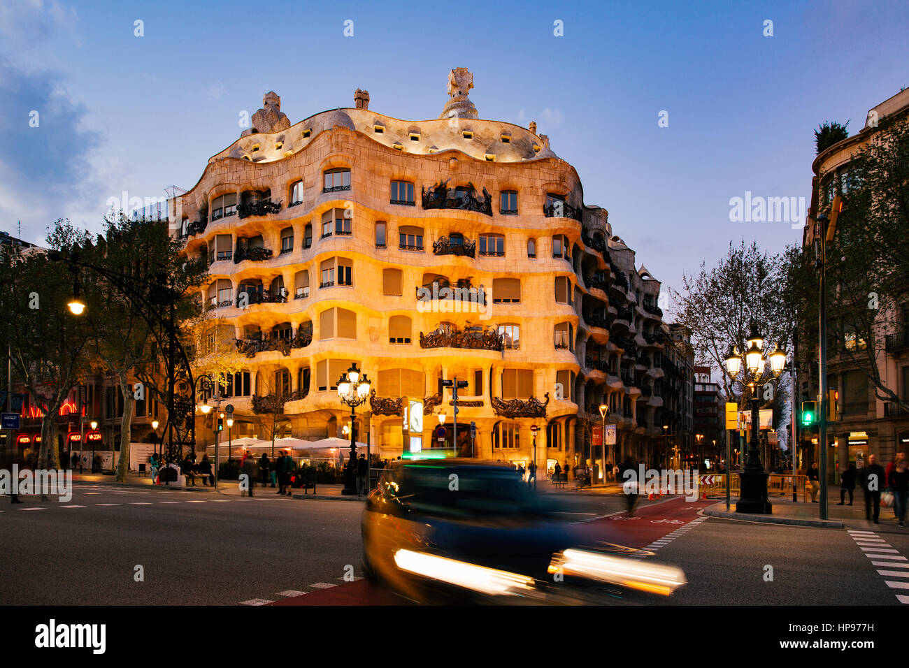 Casa Mila, La Pedrera, progettato dall architetto Antonio Gaudì, Barcellona, Spagna Foto Stock