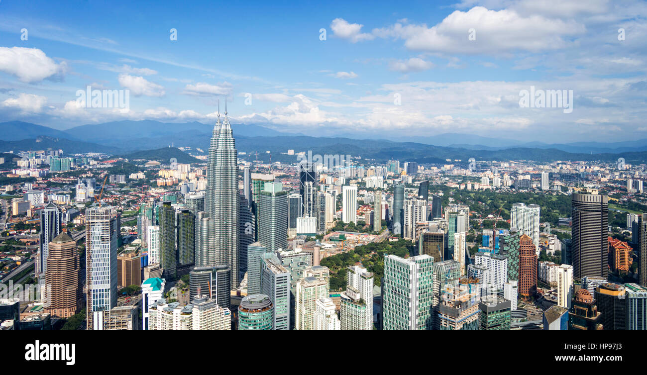 Vista aerea dello skyline di Kuala Lumpur, Malesia Foto Stock