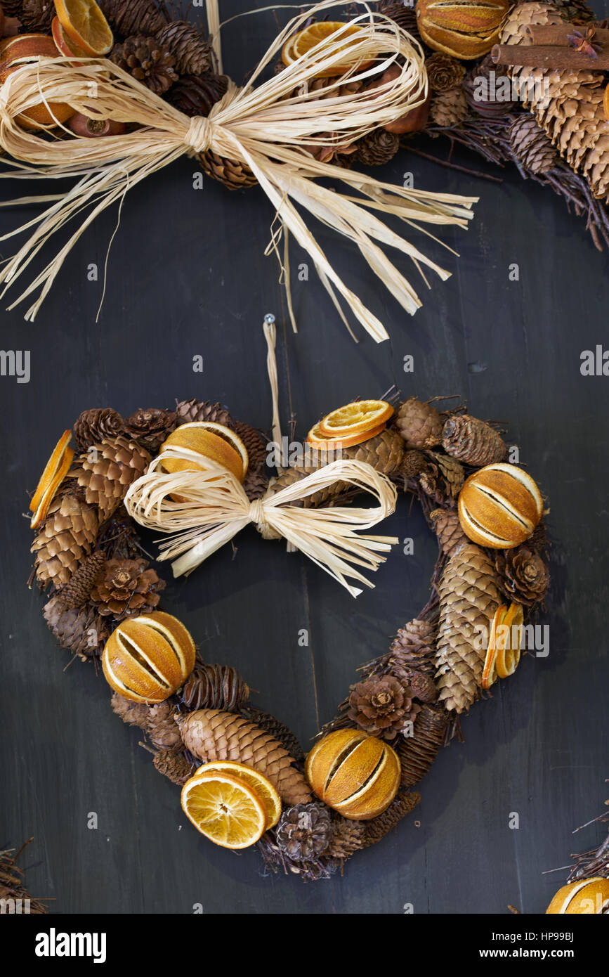 Rustico decorazione di Natale cuore di festa Foto Stock
