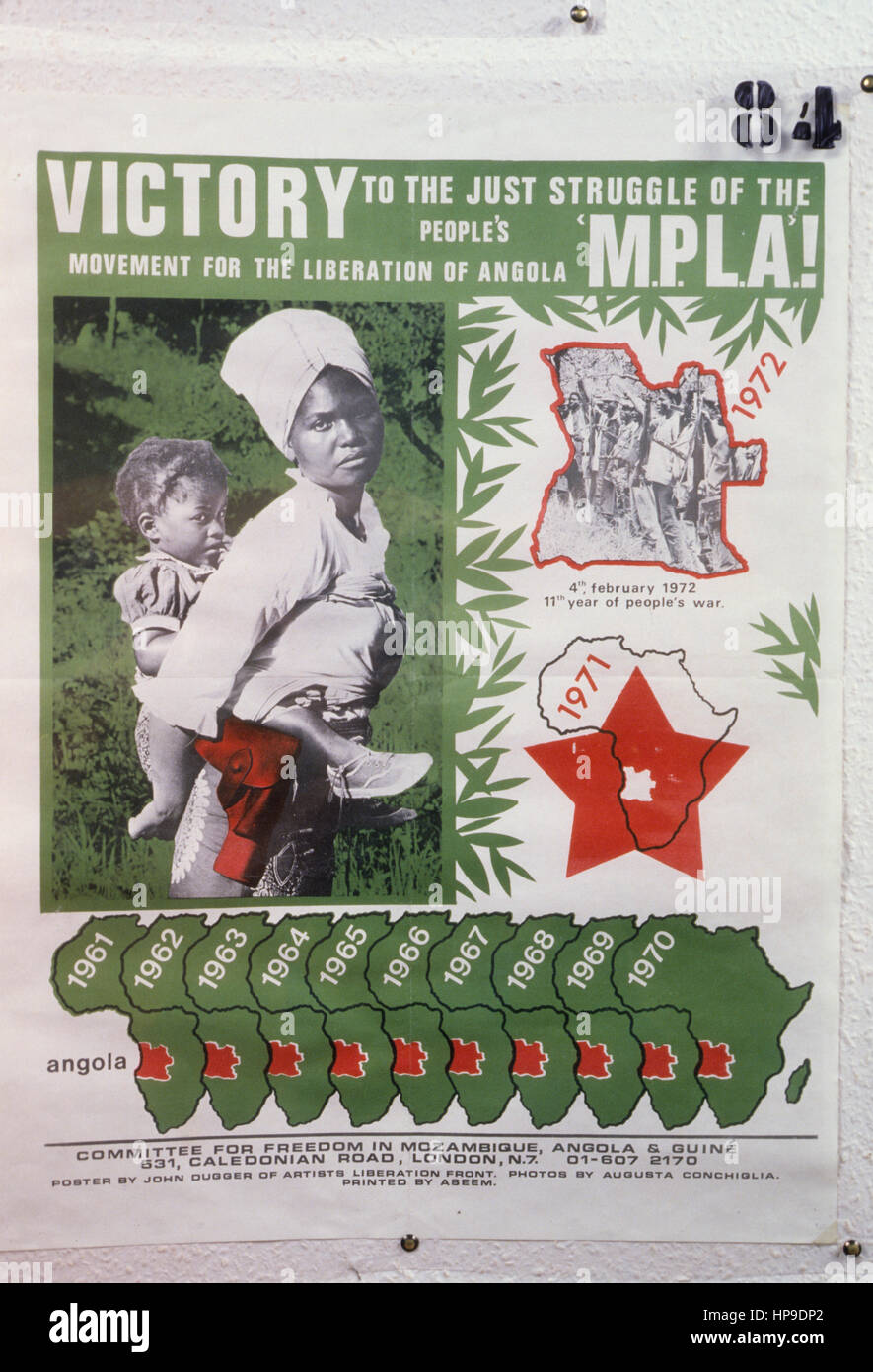 Movimento Popolare per la Liberazione dell Angola - Partito del Lavoro,1972 Foto Stock