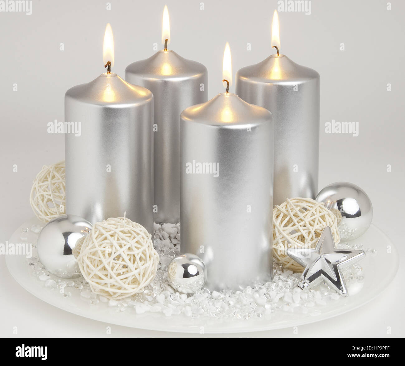 Adventskranz, silber Foto Stock