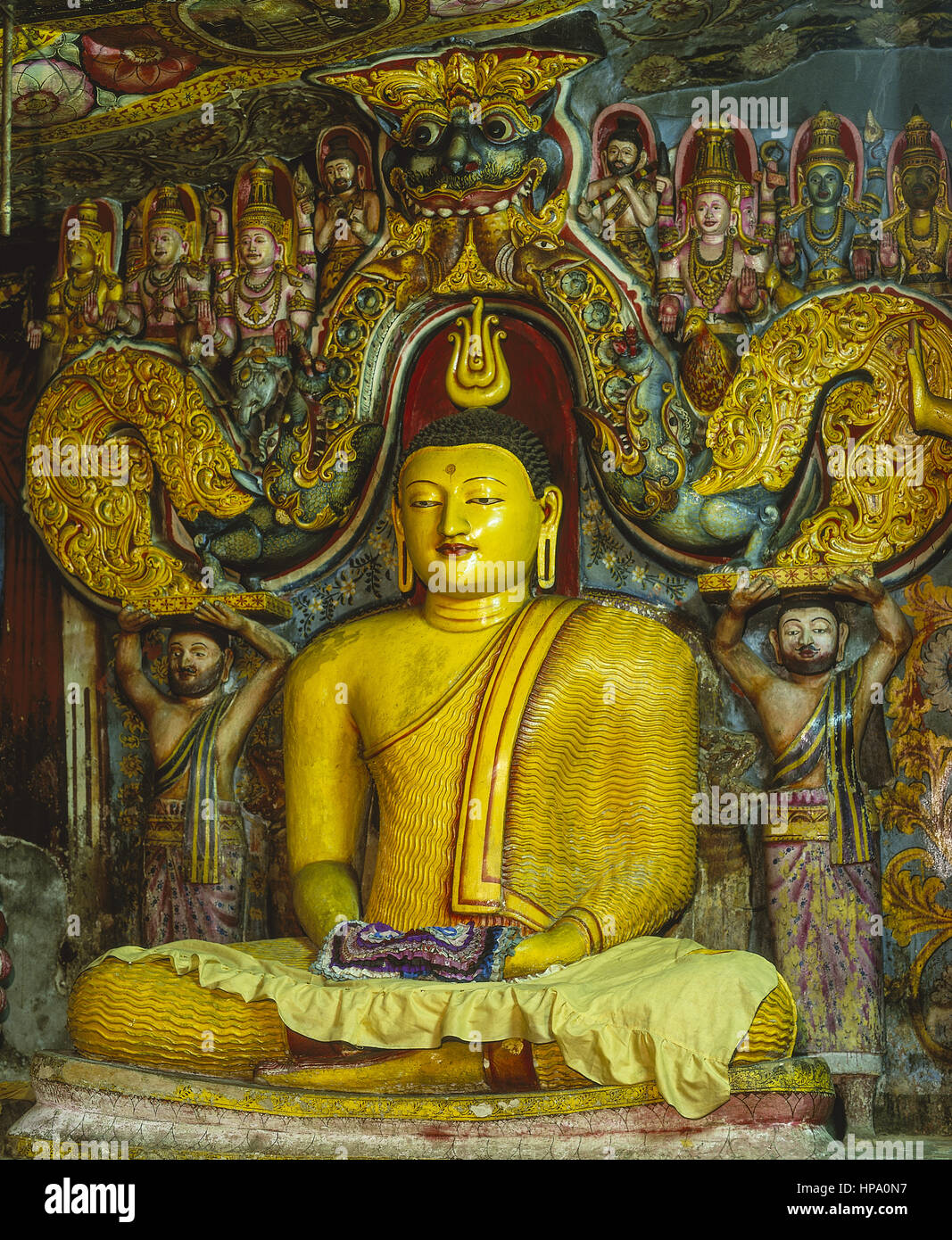 Sitzende buddhafigur, felsentempel, aluvihara, sri lanka Foto Stock