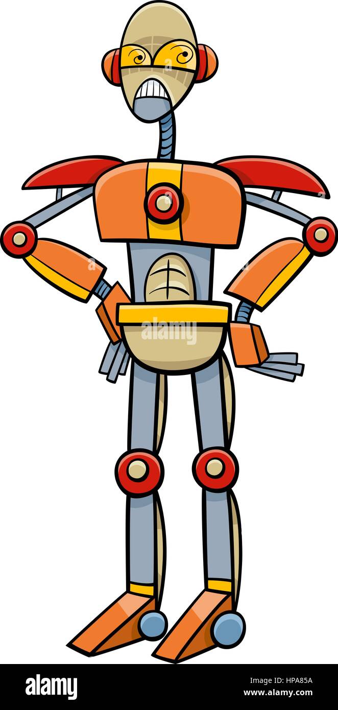 Illustrazione dei cartoni animati di robot o di Cyborg Science Fiction carattere Illustrazione Vettoriale