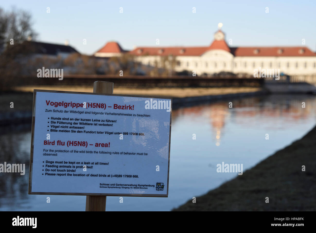 Il Palazzo di Nymphenburg è un influenza aviaria area al momento - Febbraio 2017 Foto Stock Il Palazzo di Nymphenburg è un influenza aviaria area al momento - Febbraio 2017 Foto Stock